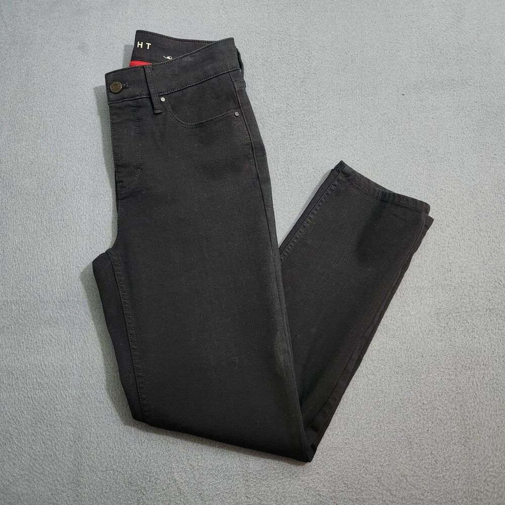 WHBM Women 2 Black Mid Rise The Straight Crop Jeans